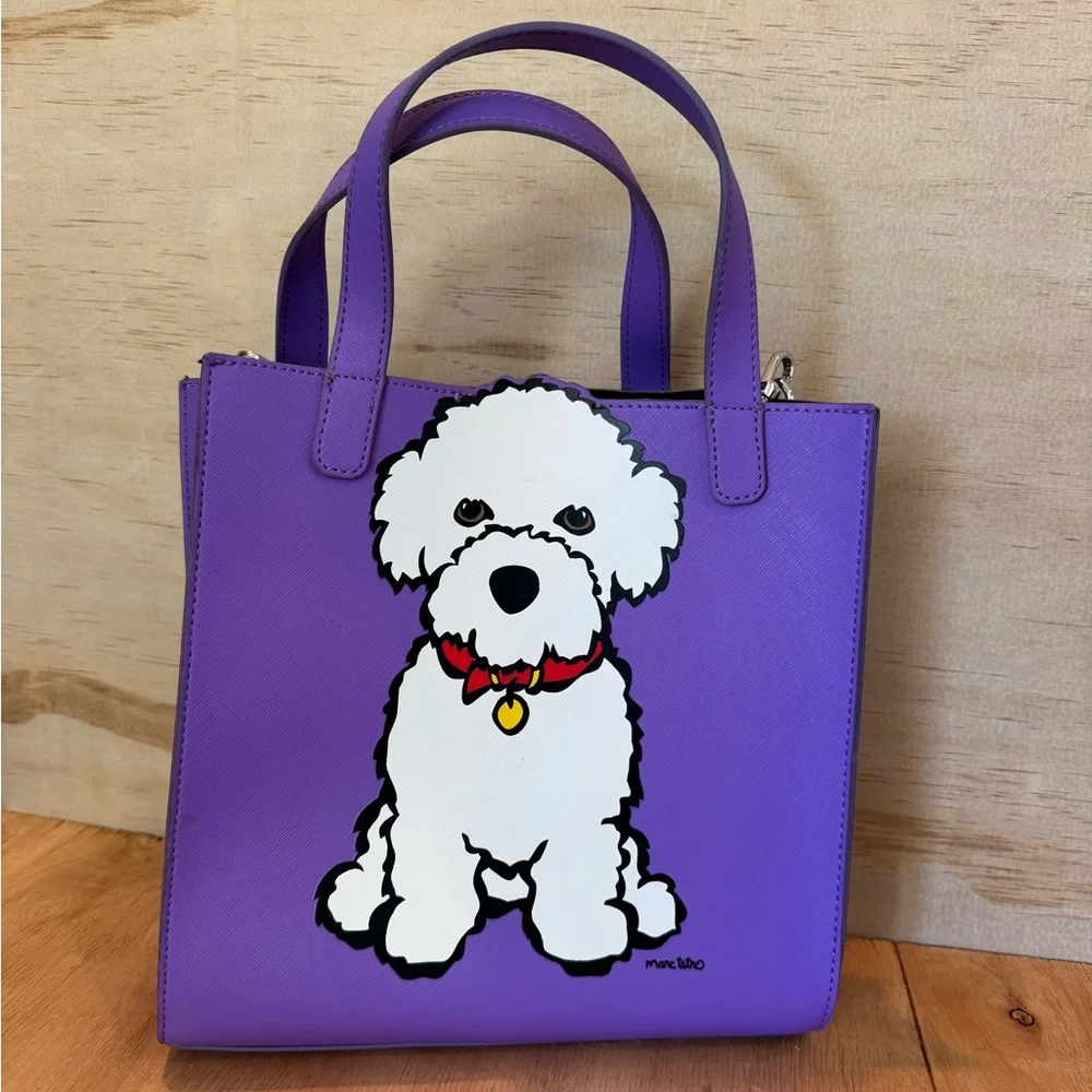 Marc Tetro Purple Bichon Frise Tote Bag